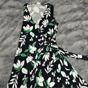 A New Day Black Floral Wrap Dress - Size M